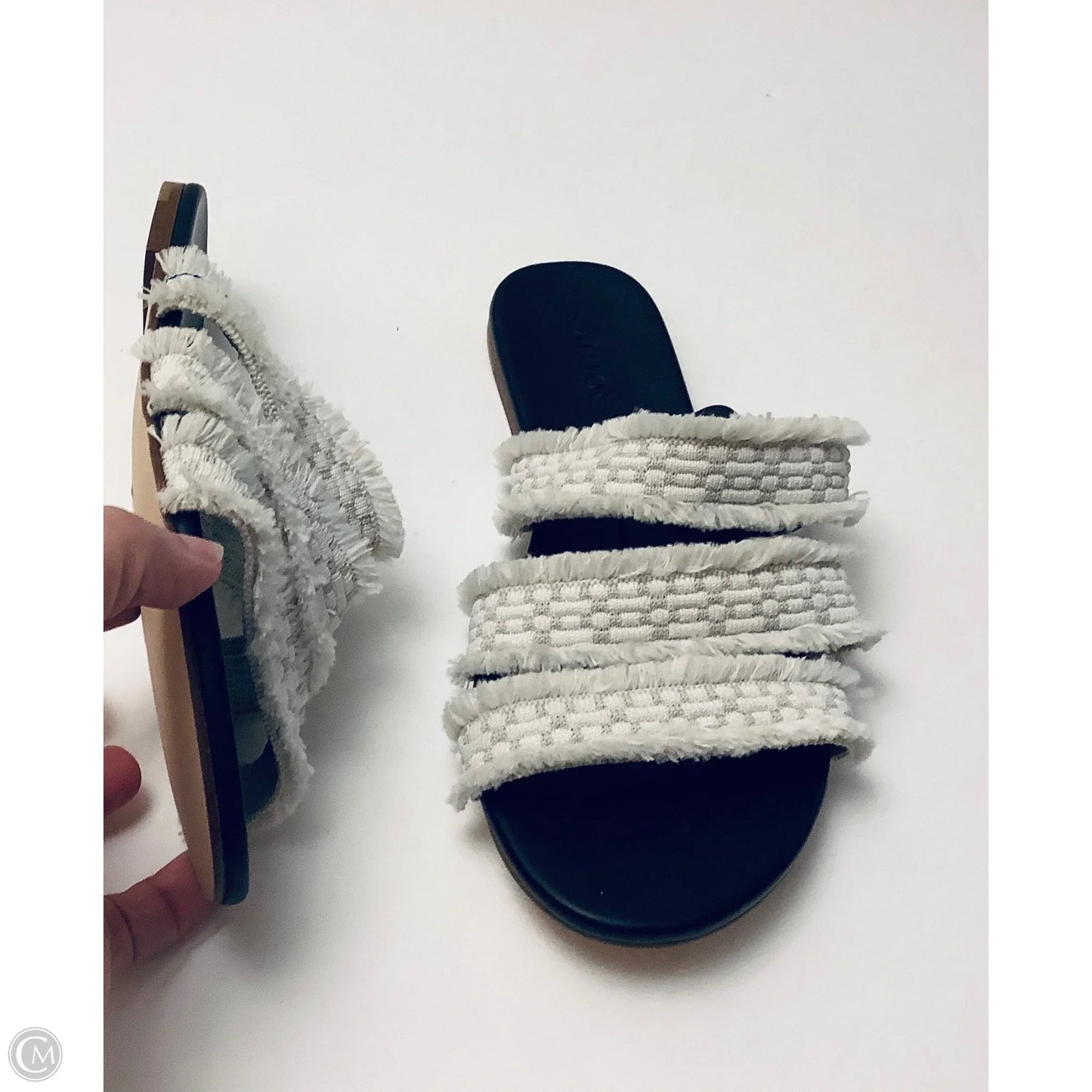 Sandals Flats By Rothys In Black & Cream, Size: 8