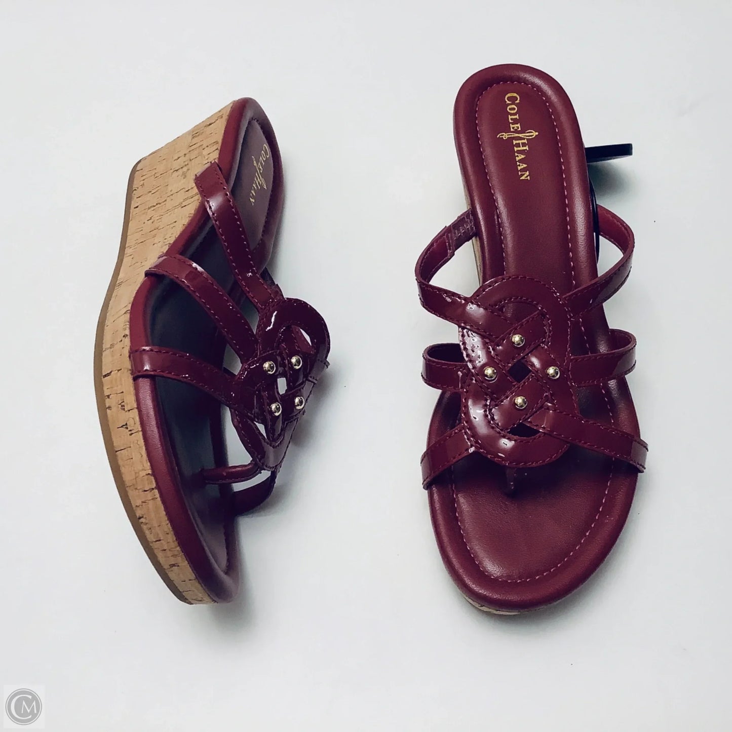 Sandals Heels Wedge By Cole-haan In Maroon, Size: 7