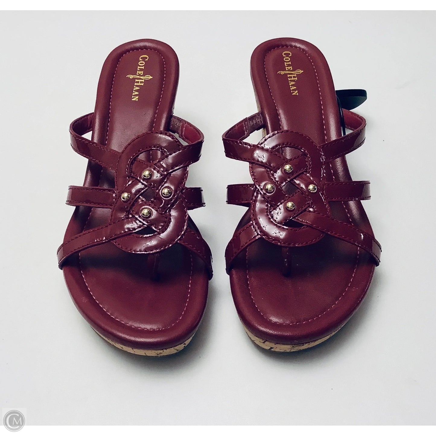 Sandals Heels Wedge By Cole-haan In Maroon, Size: 7