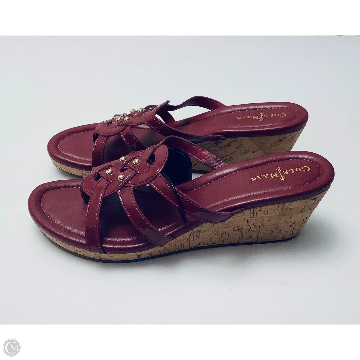 Sandals Heels Wedge By Cole-haan In Maroon, Size: 7