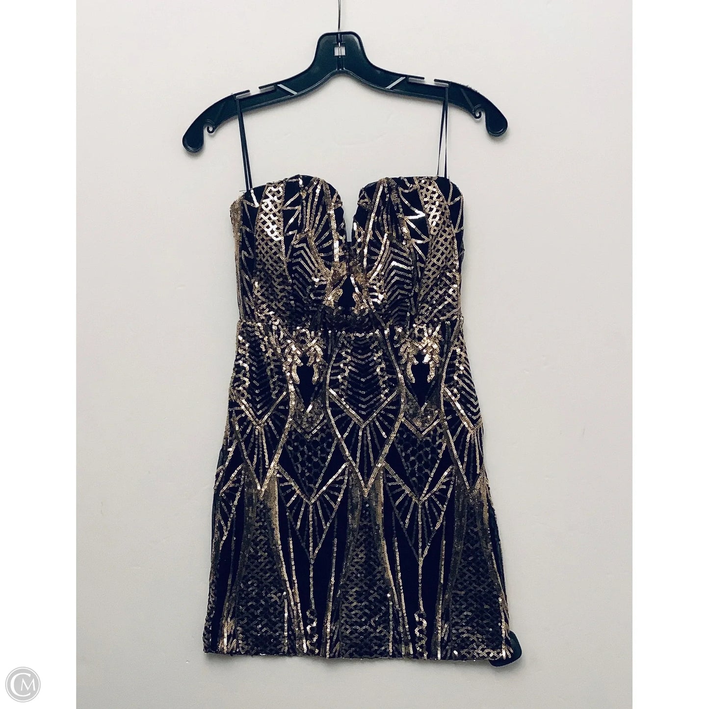 Dress Party Short By Fashion Nova In Black & Gold, Size: S