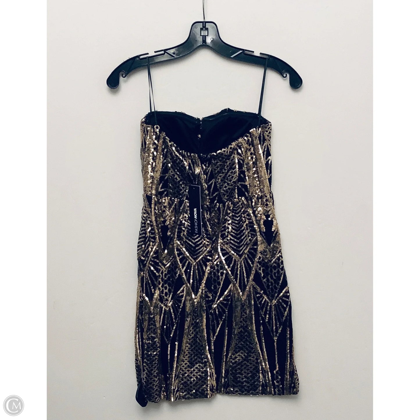 Dress Party Short By Fashion Nova In Black & Gold, Size: S