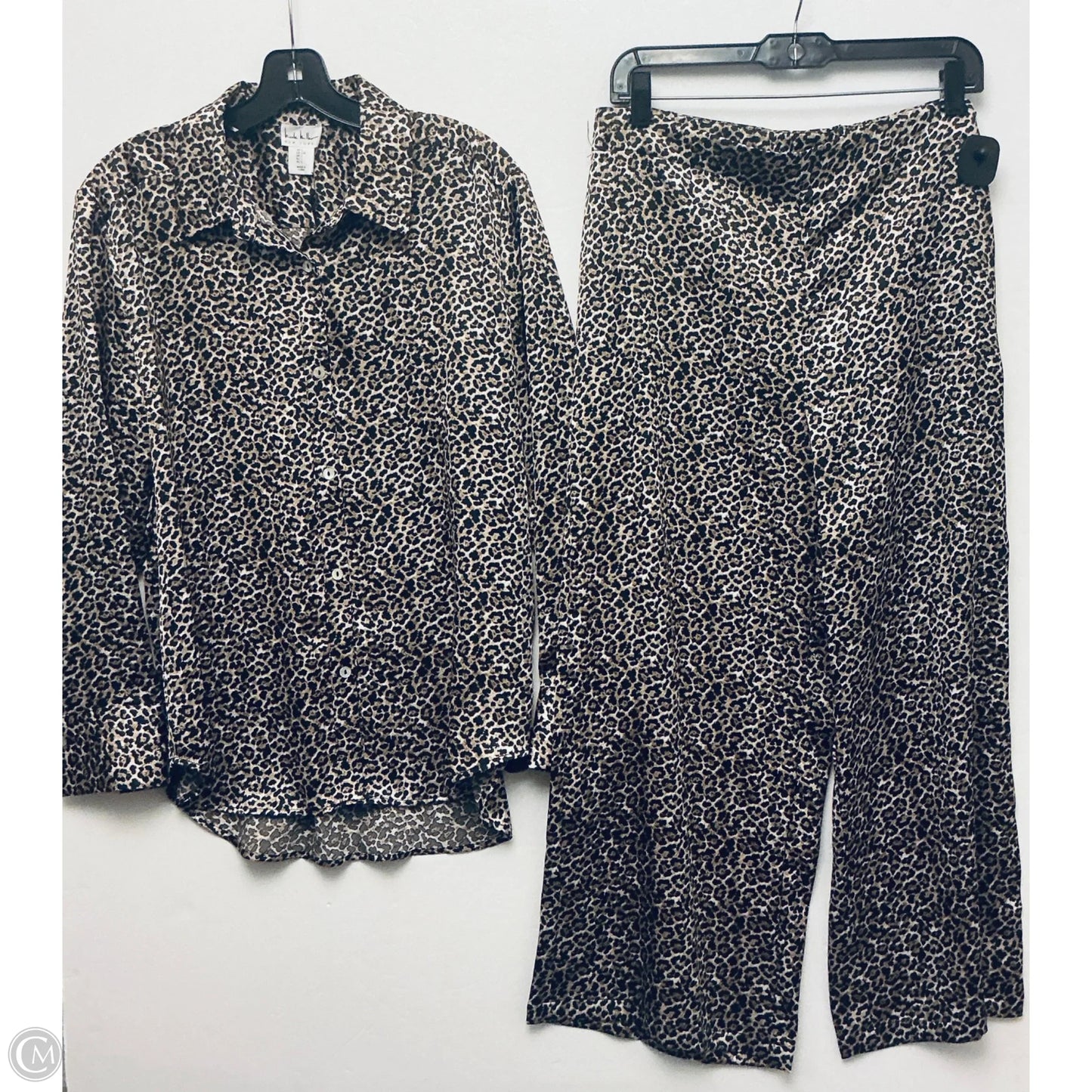 Pants Set 2pc By Nicole Miller In Animal Print, Size: L