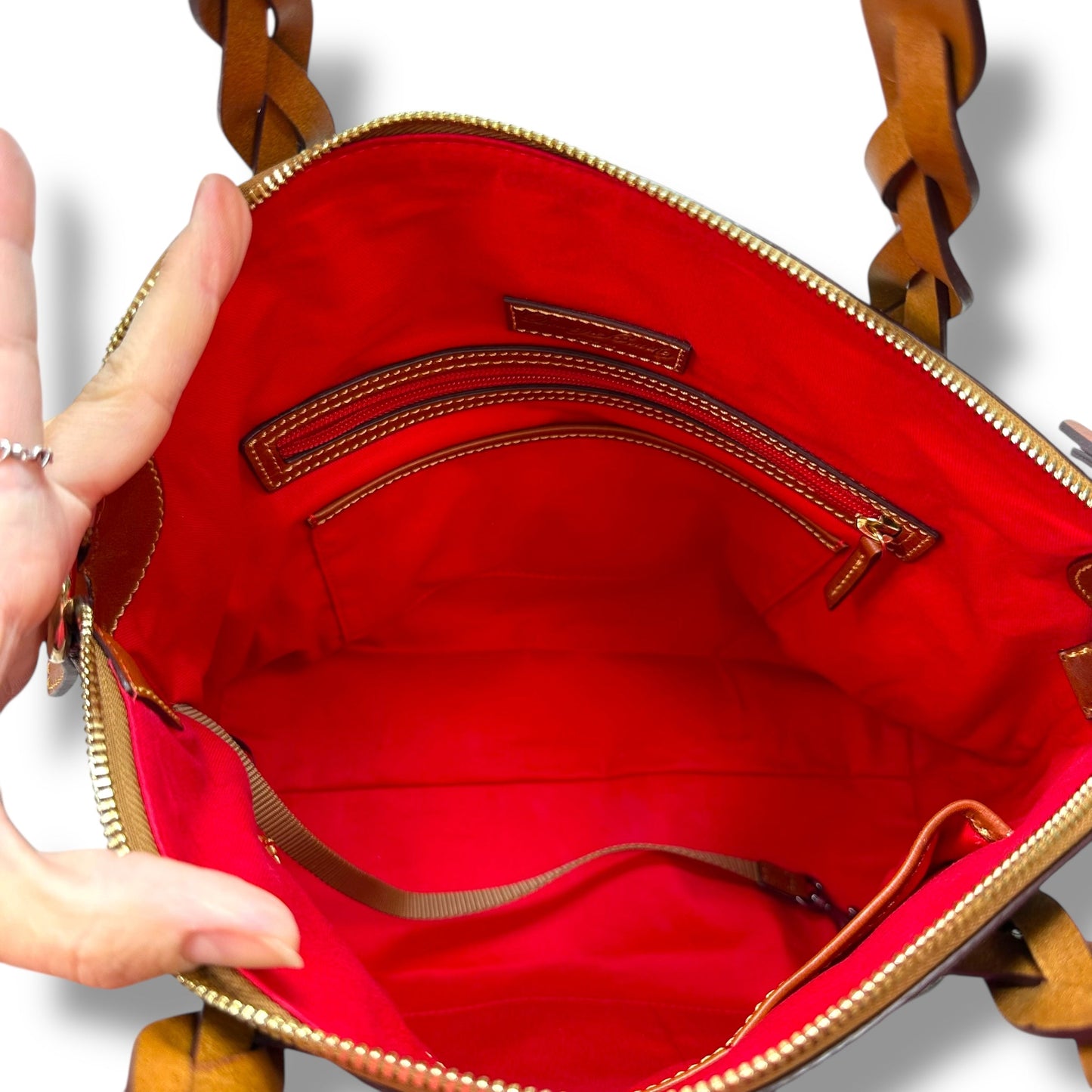 Plaid Handbag Designer By Dooney And Bourke, Size: Large