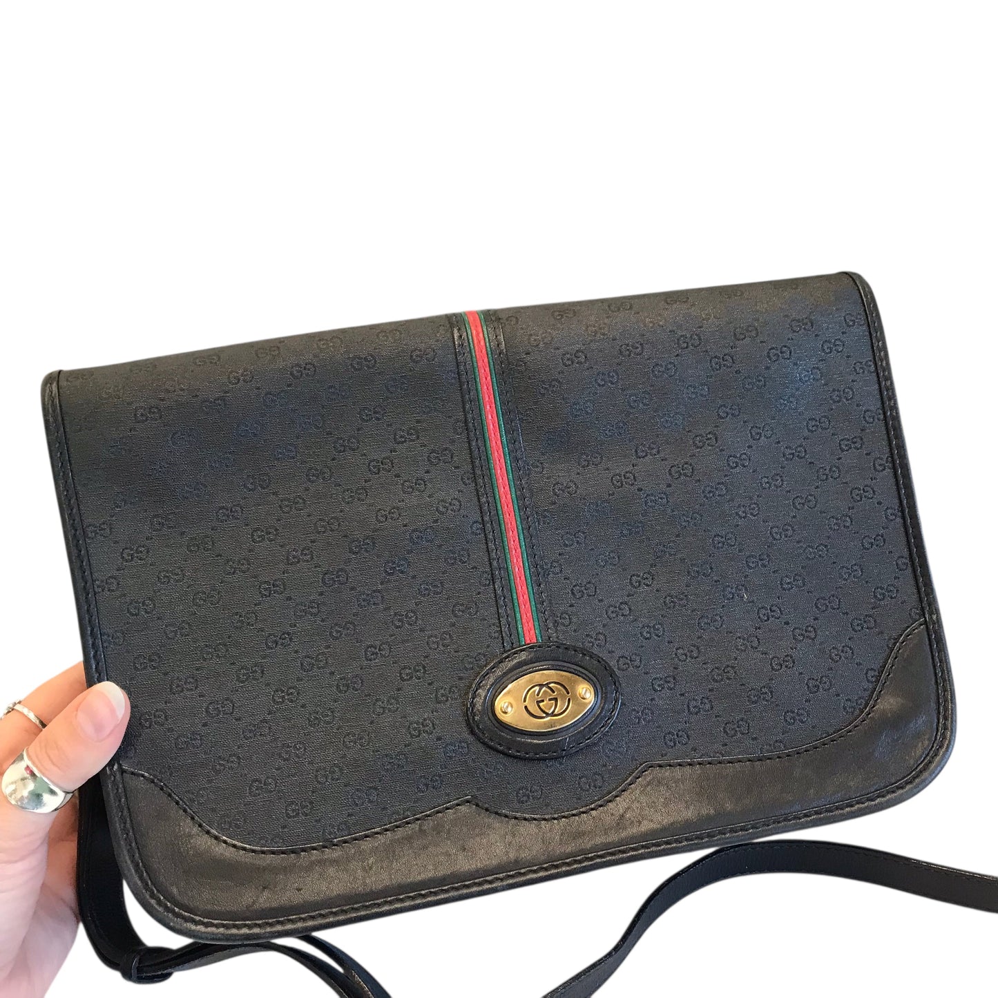 Crossbody Luxury Designer By Gucci In Black, Size:Medium