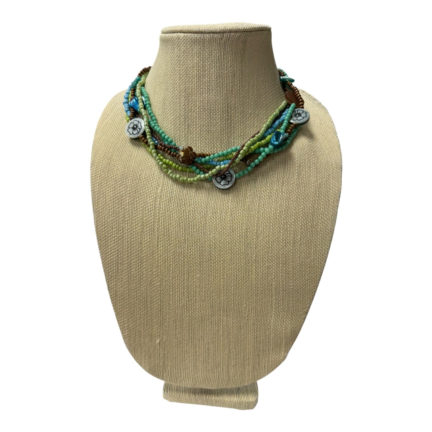 Necklace Layered In Blue & Green