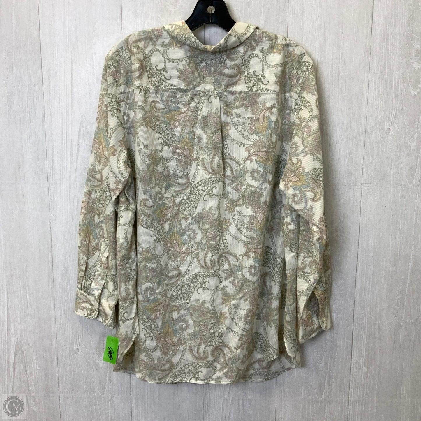 Blouse Long Sleeve By Lauren By Ralph Lauren In Grey & White, Size: 1x