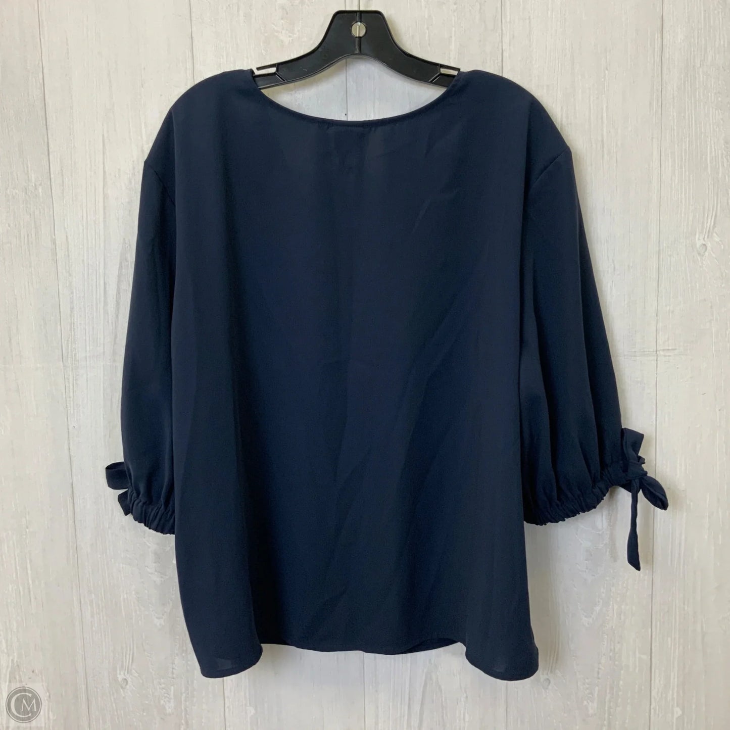 Blouse 3/4 Sleeve By Worthington In Navy, Size: 2x