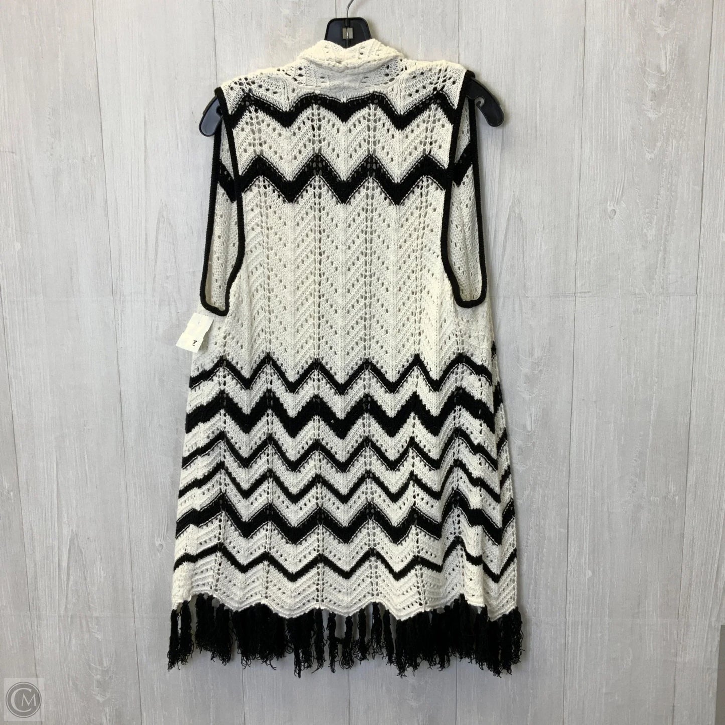 Vest Sweater By Chicos In Black & White, Size: L