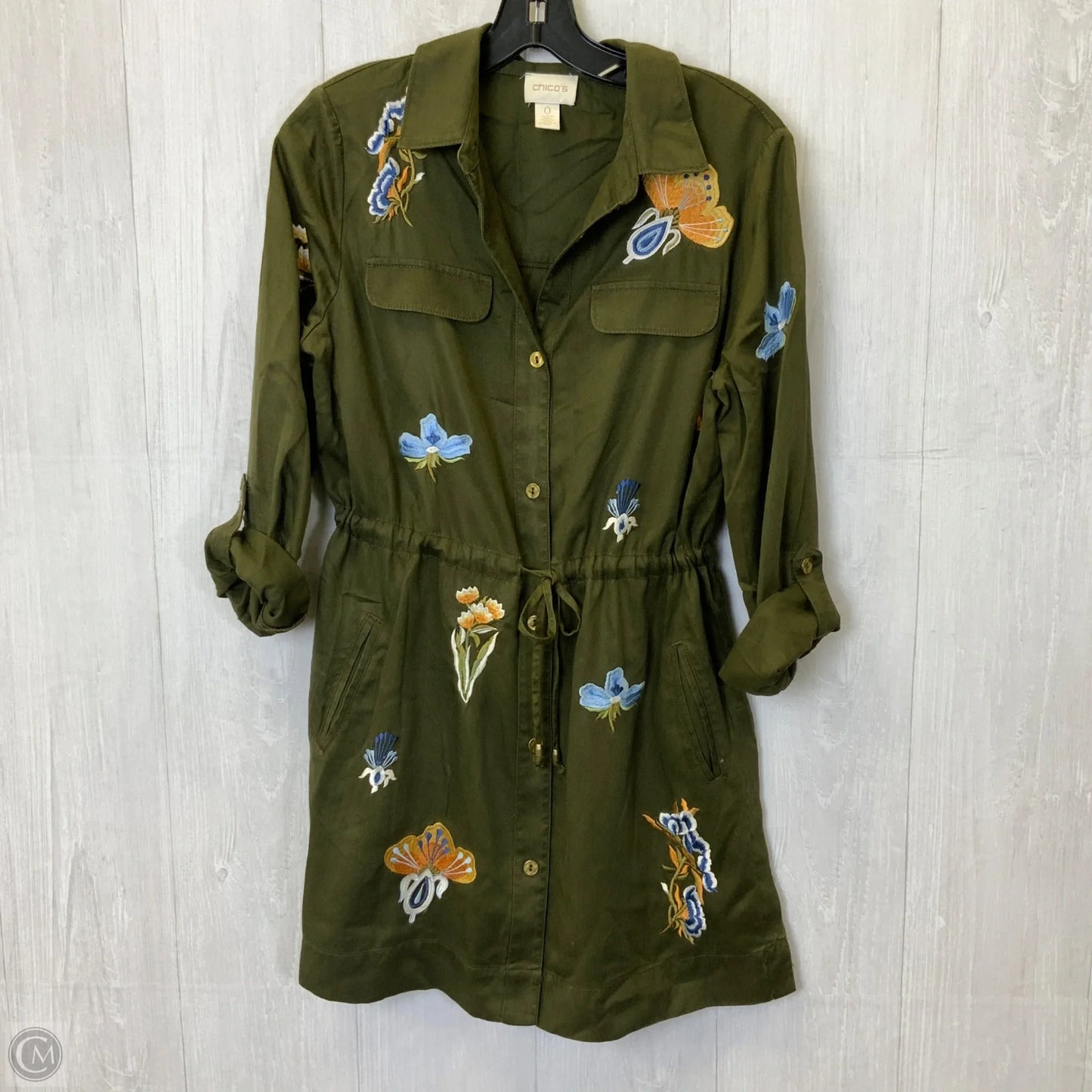 Jacket Utility By Chicos In Green, Size: S