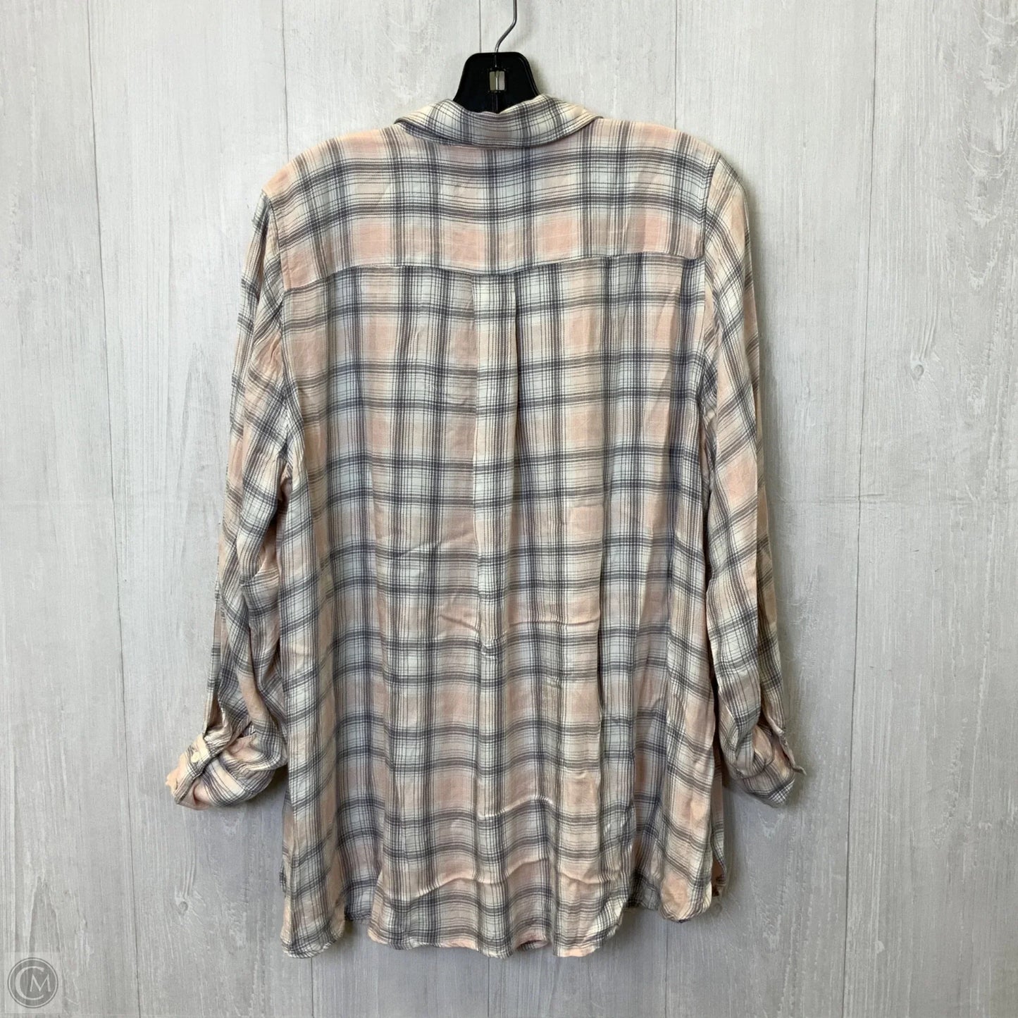 Blouse Long Sleeve By Two By Vince Camuto In Grey & Pink, Size: 1x