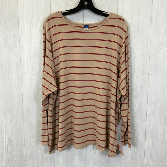Top Long Sleeve Basic By Old Navy In Cream & Red, Size: 3x