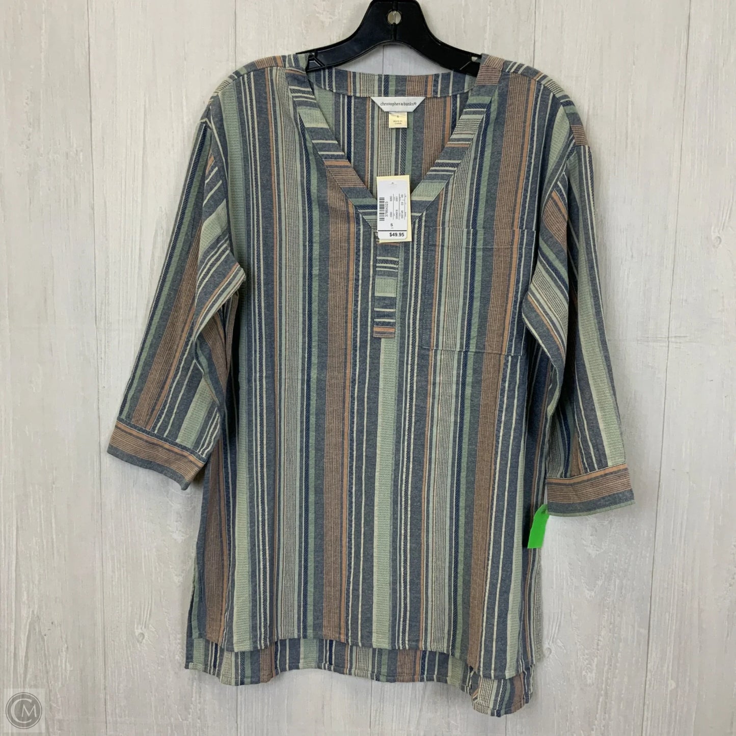 Top 3/4 Sleeve By Christopher And Banks In Striped Pattern, Size: S