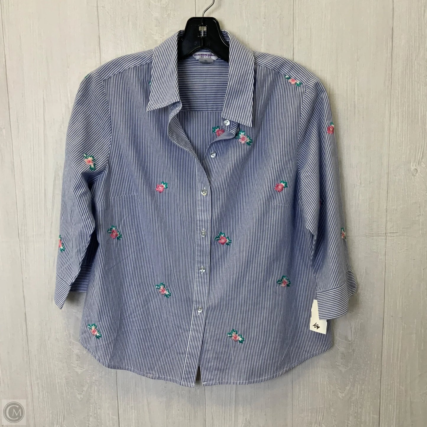 Top 3/4 Sleeve By Allison Daley In Blue, Size: Mp