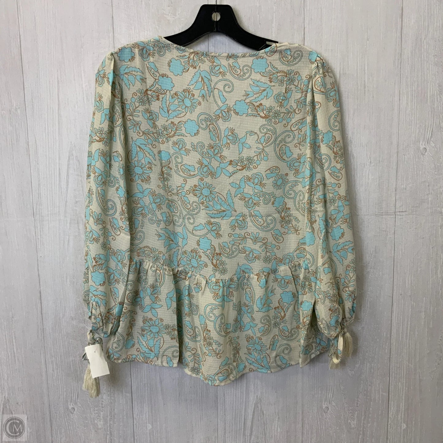 Top 3/4 Sleeve By Lovestitch In Blue & Cream, Size: M