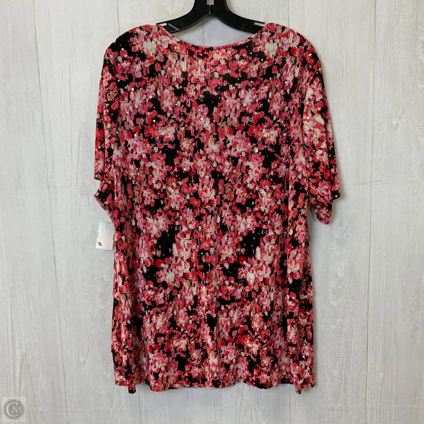 Top Short Sleeve By Cj Banks In Black & Pink, Size: 2x