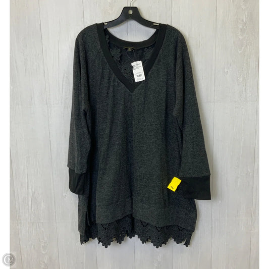 Tunic Long Sleeve By Suzanne Betro In Black & Grey, Size: 3x