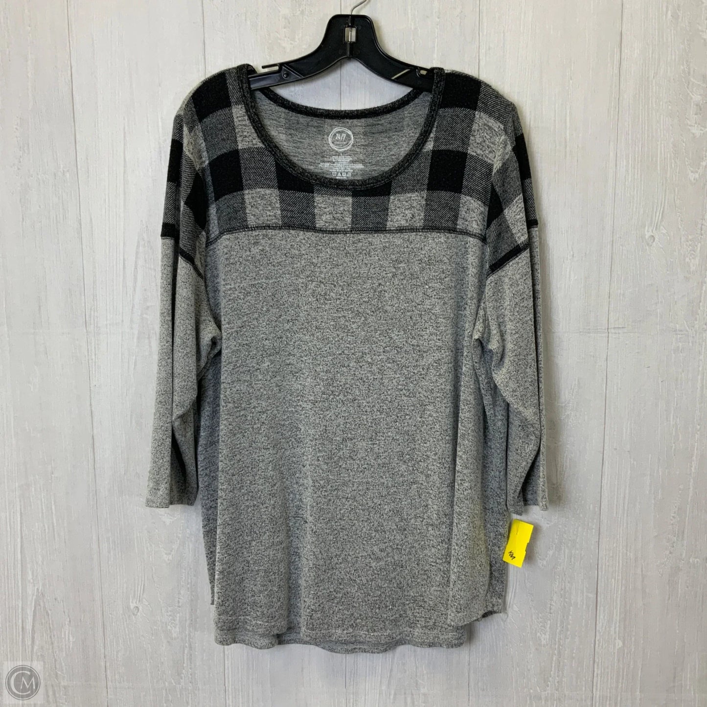 Top Long Sleeve By Maurices In Black & Grey, Size: 1x