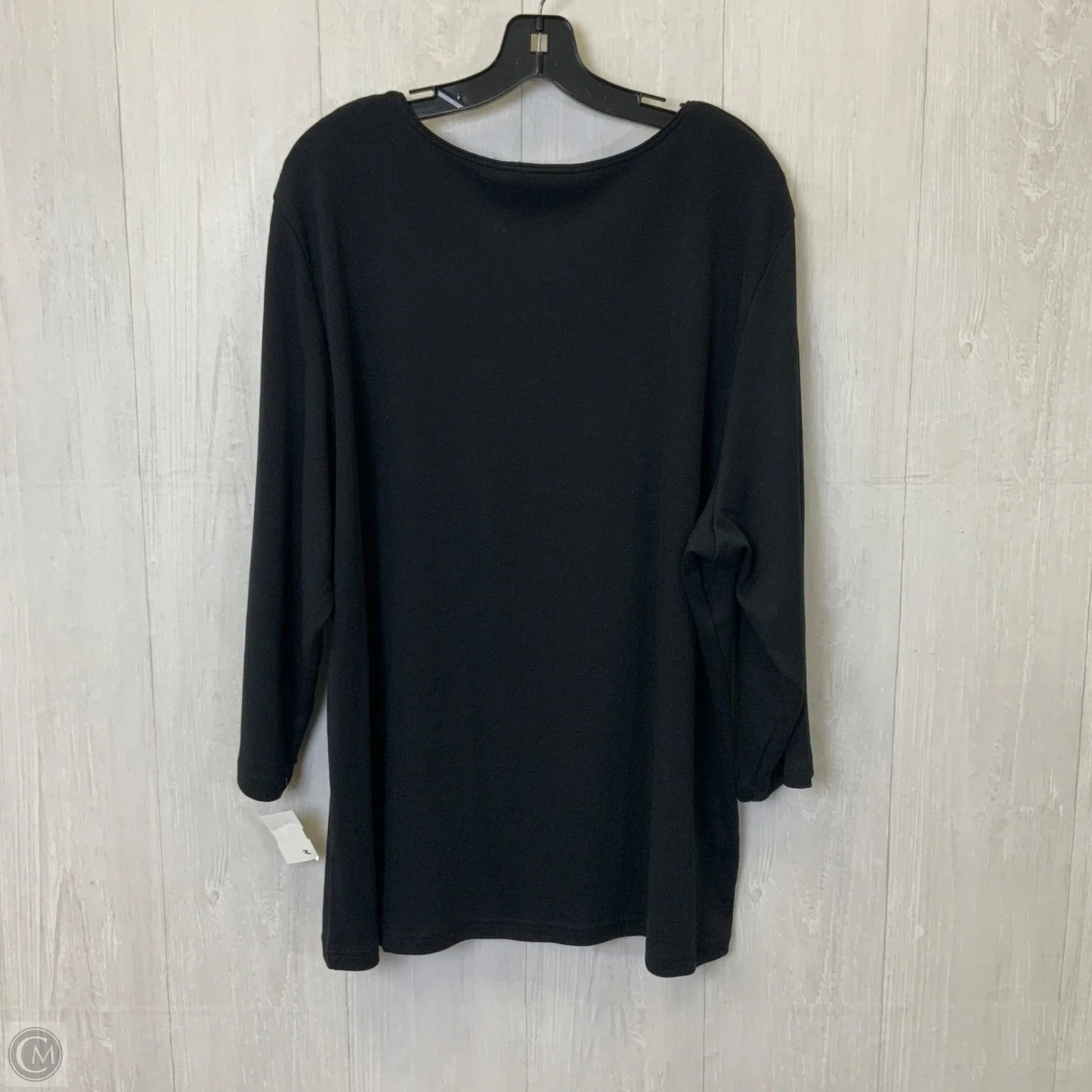 Top 3/4 Sleeve Basic By Karen Scott In Black, Size: 3x