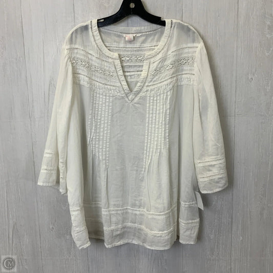 Top Long Sleeve By Clothes Mentor In White, Size: 2x