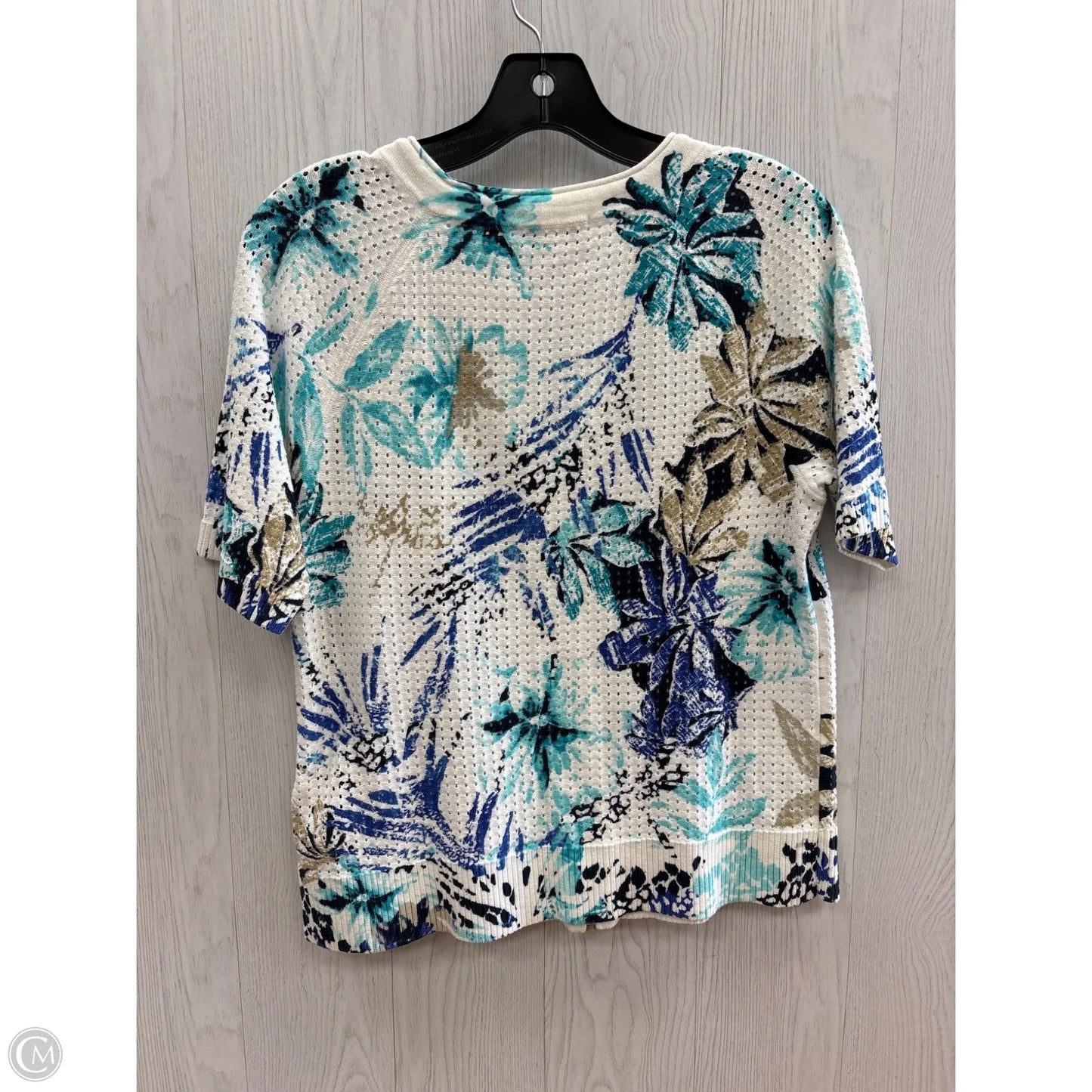 Top Short Sleeve By Cj Banks In Blue & White, Size: M