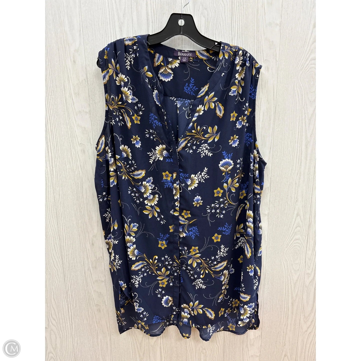 Top Sleeveless By Roamans In Navy, Size: 3x