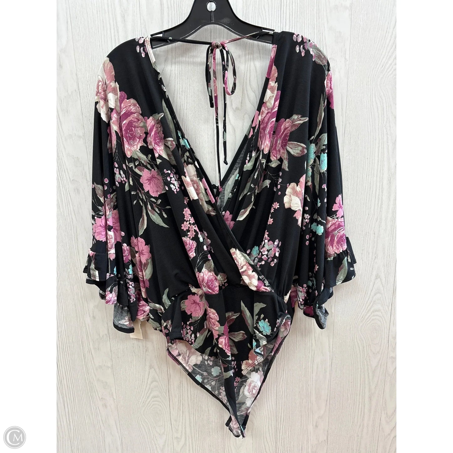 Bodysuit By White Birch In Black Floral, Size: Xl