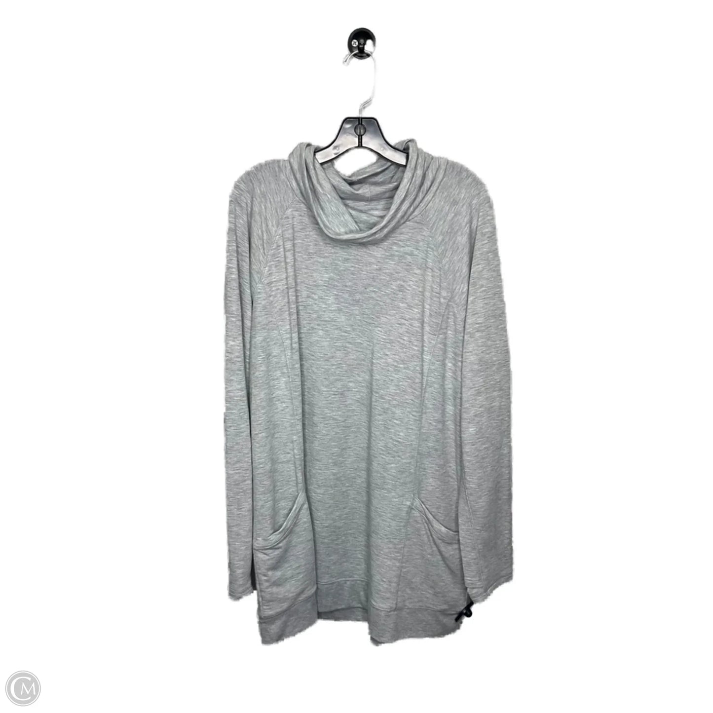 Athletic Top Long Sleeve Collar By Tek Gear In Grey, Size: 2x