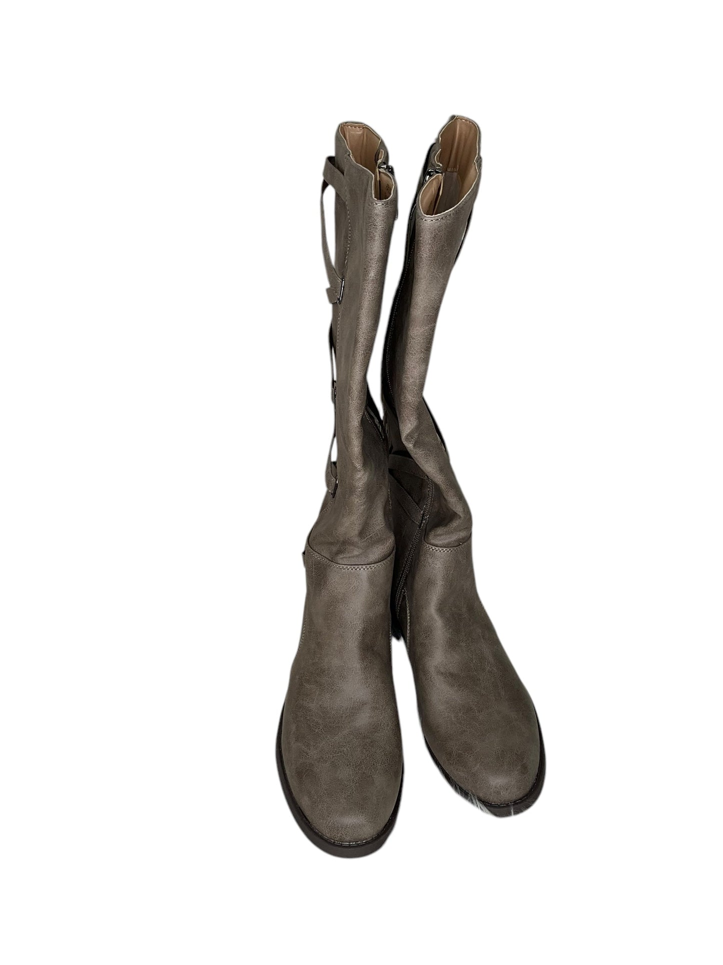 Boots Knee Heels By Clothes Mentor In Grey, Size: 8.5