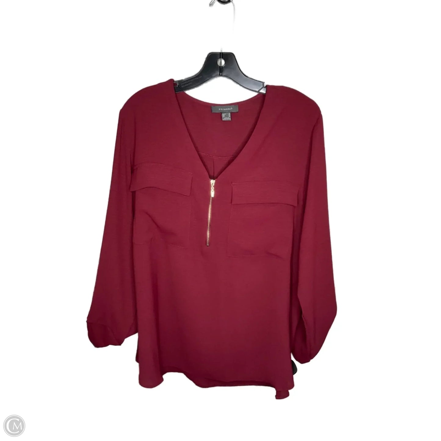 Blouse Long Sleeve By Clothes Mentor In Maroon, Size: 14