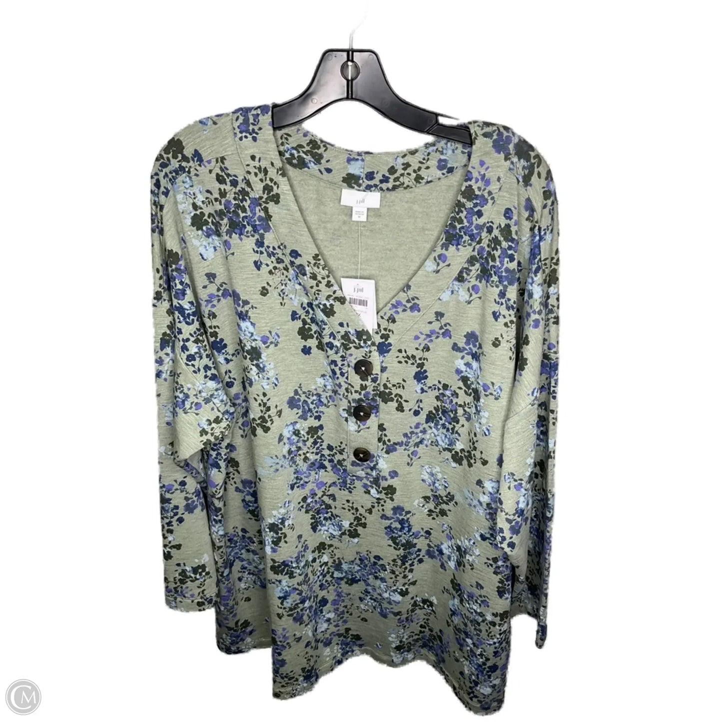 Top 3/4 Sleeve By J. Jill In Blue & Green, Size: 3x