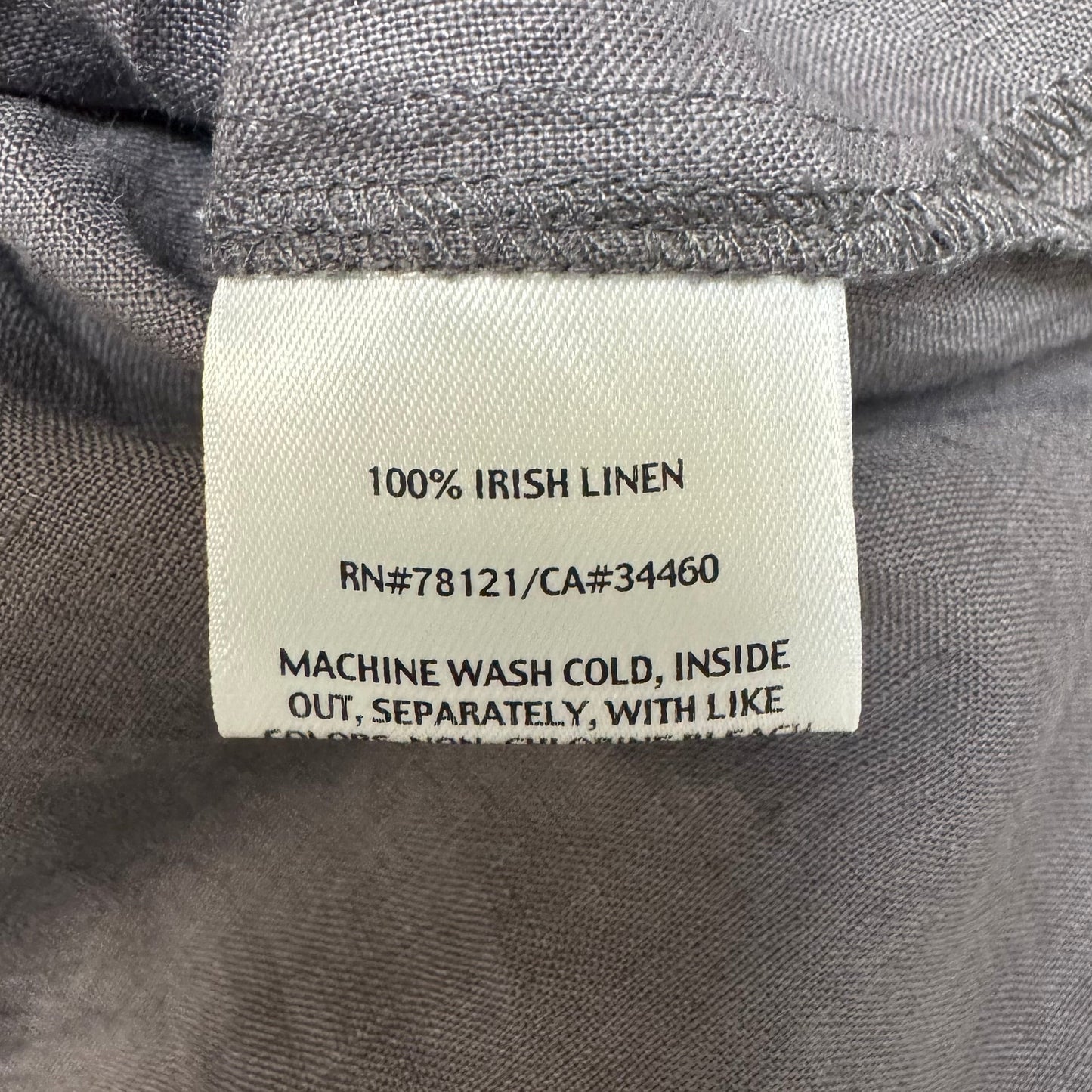Irish Linen Top 3/4 Sleeve By Eileen Fisher In Grey, Size: XS