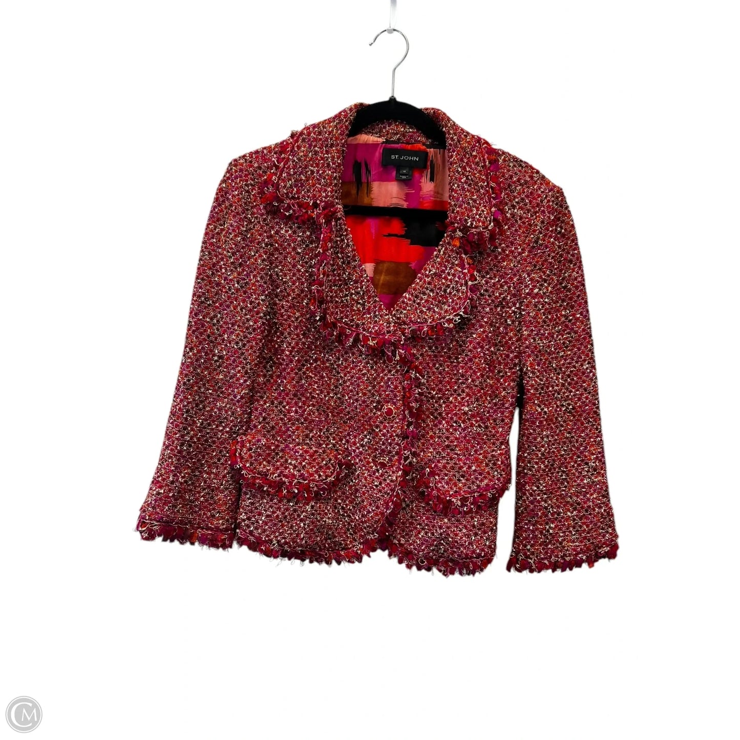 Blazer Designer By St John Collection In Orange & Red, Size: M