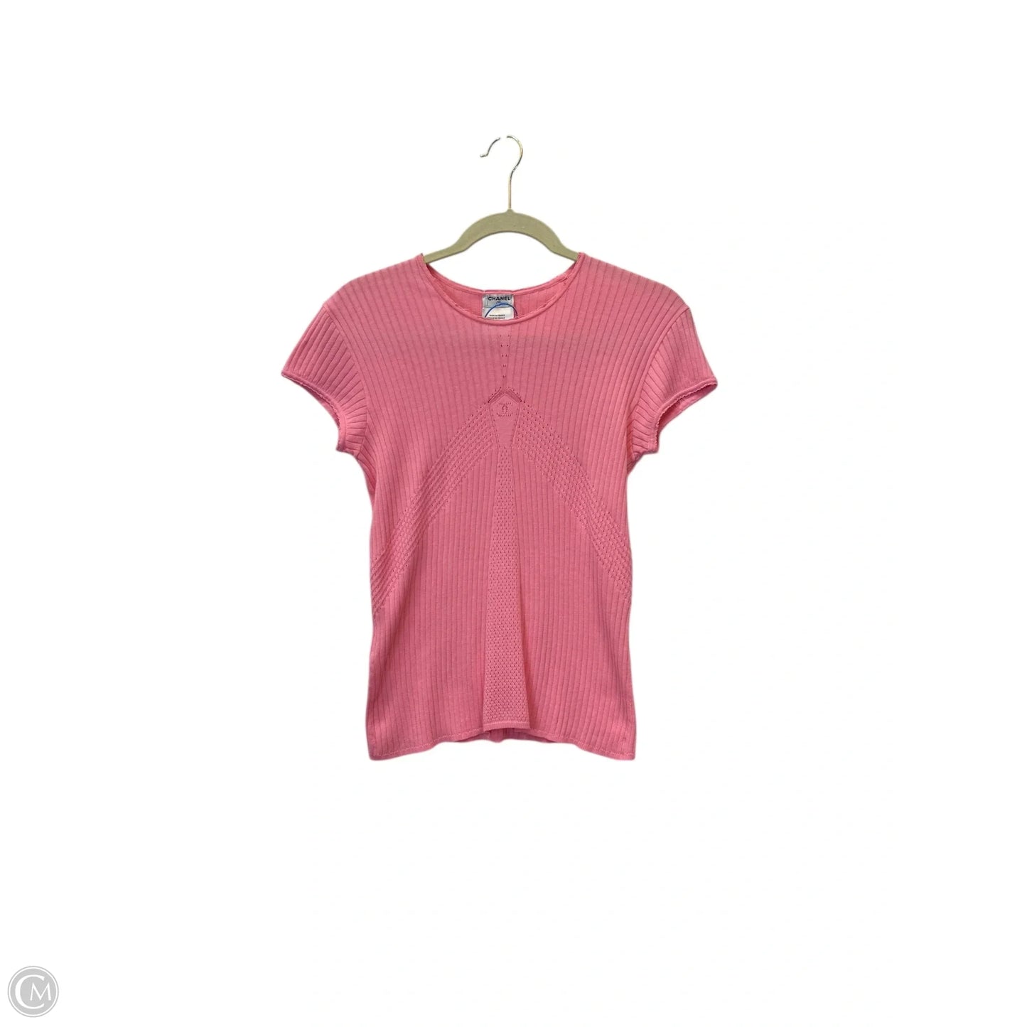 FLASH 25% off - Top Short Sleeve Luxury Designer By Chanel In Pink, Size: S