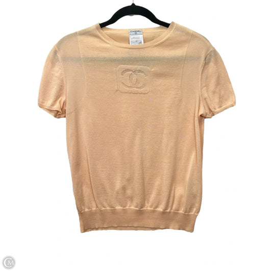 FLASH 25% off Top Short Sleeve Luxury Designer By Chanel In Peach, Size: M