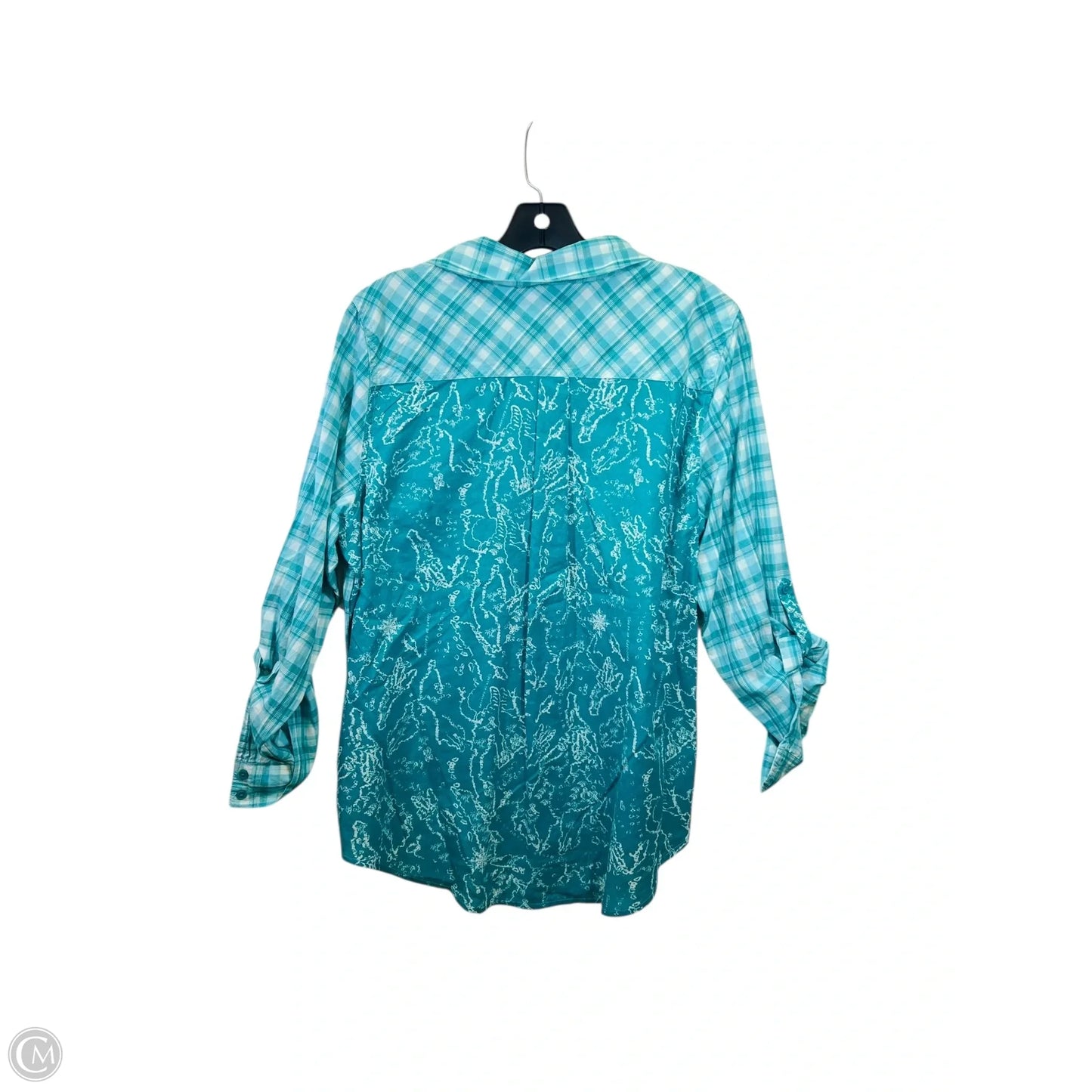 Top Long Sleeve By Style And Company In Green & White, Size: Xlp