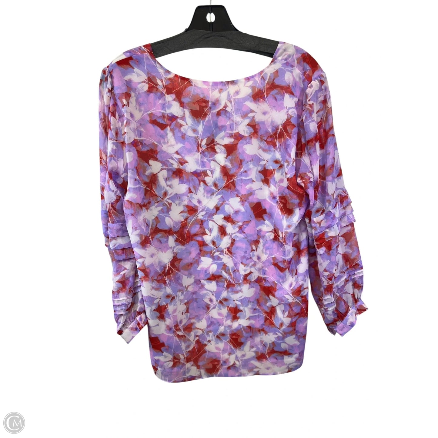 Top 3/4 Sleeve By Calvin Klein In Purple & Red, Size: S