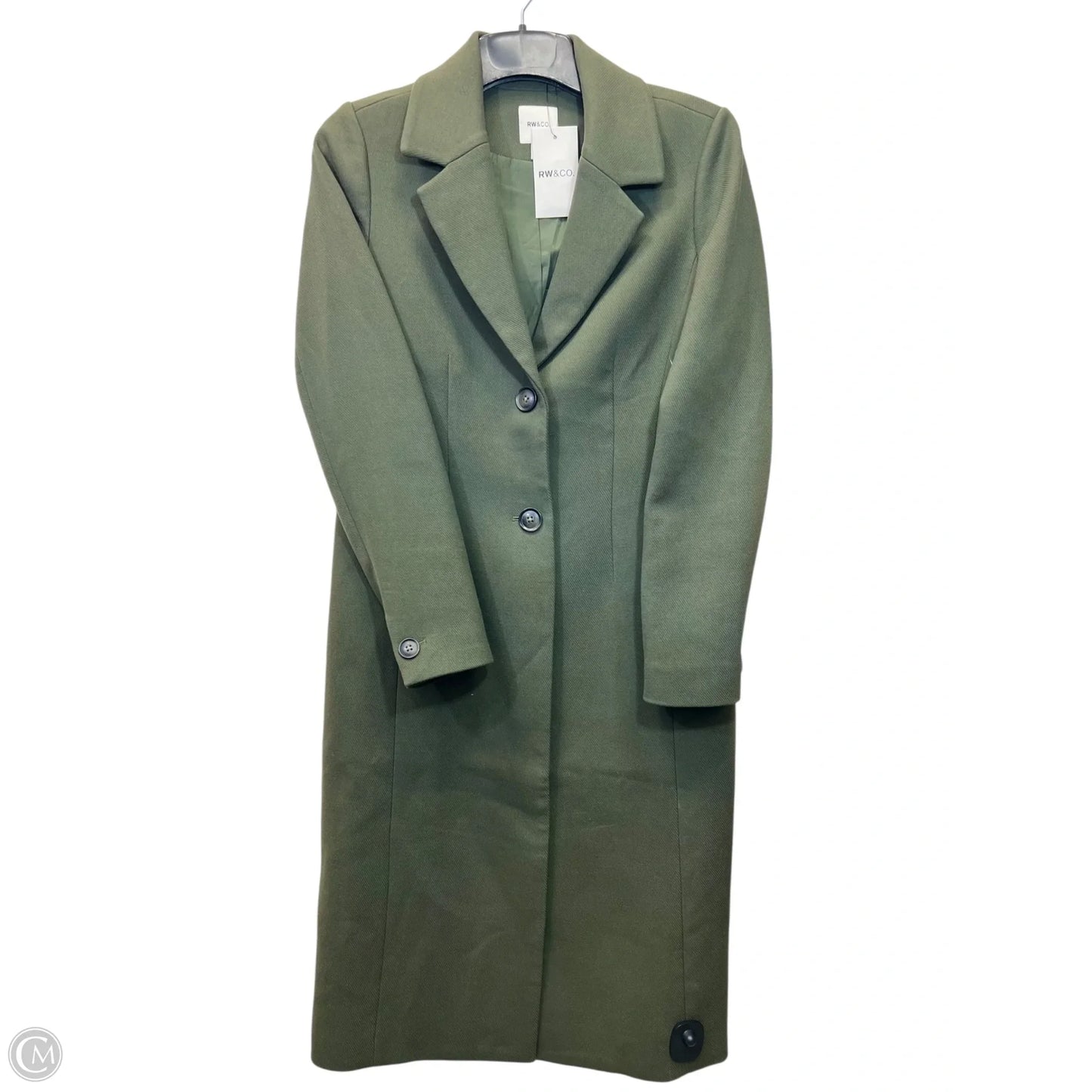 Coat Trench Coat By RW&CO In Green, Size: Mp