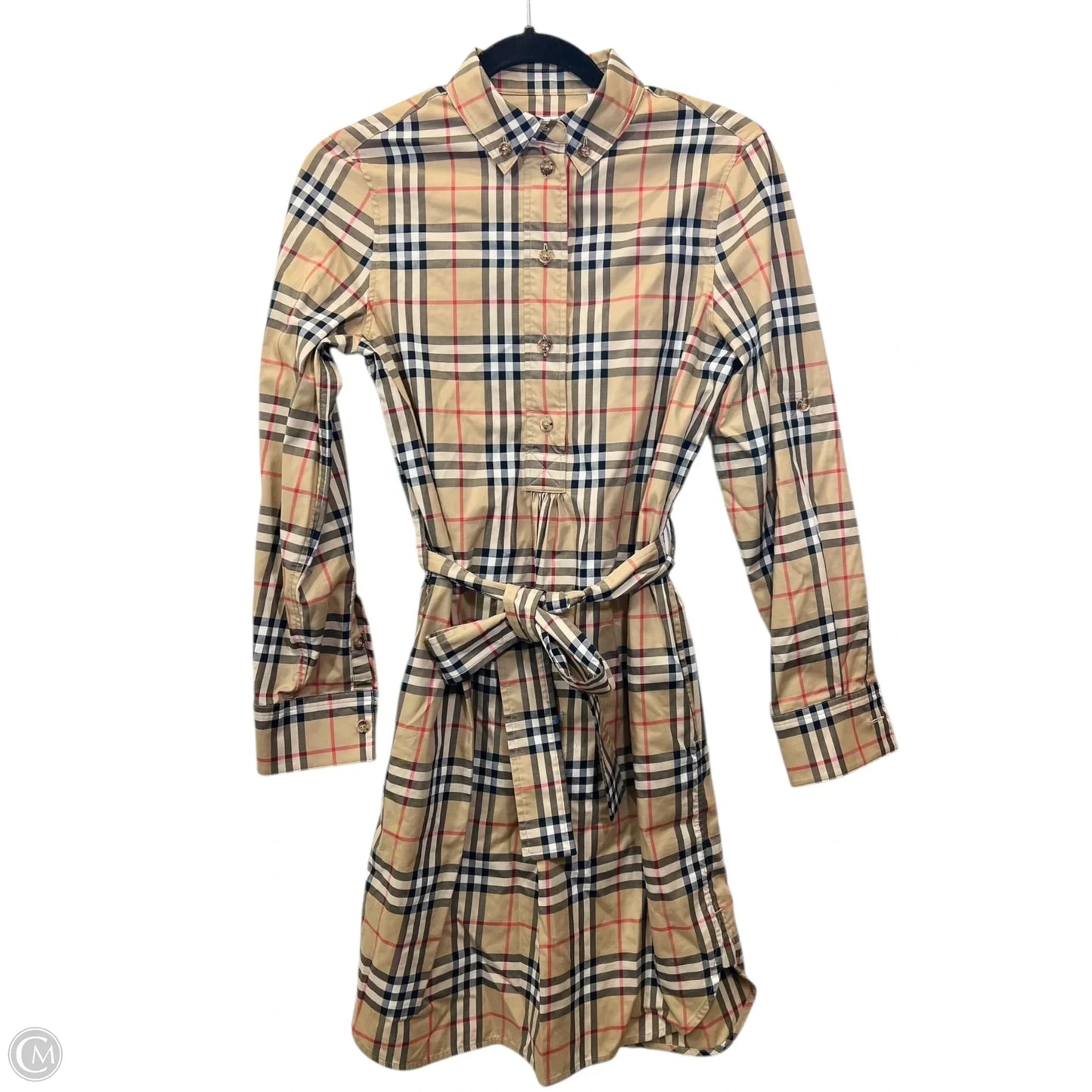 Dress Luxury Designer By Burberry In Plaid Pattern, Size: 2