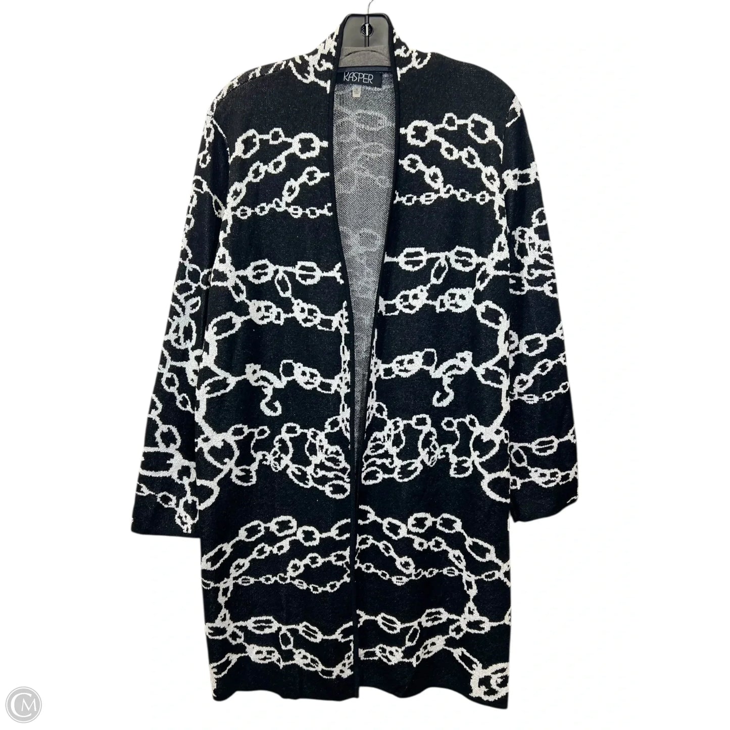 Sweater Cardigan By Kasper In Black & White, Size: Xl