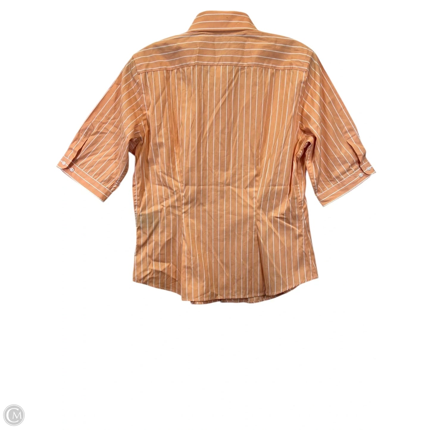 Top Short Sleeve By Ralph Lauren In Orange & White, Size: L