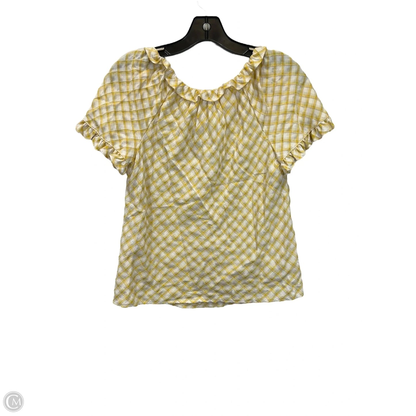 Top Short Sleeve By Max Studio In White & Yellow, Size: Xs