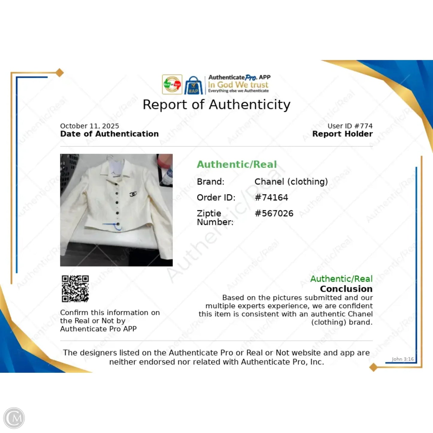 Pants Suit 2pc By Chanel In Black & White