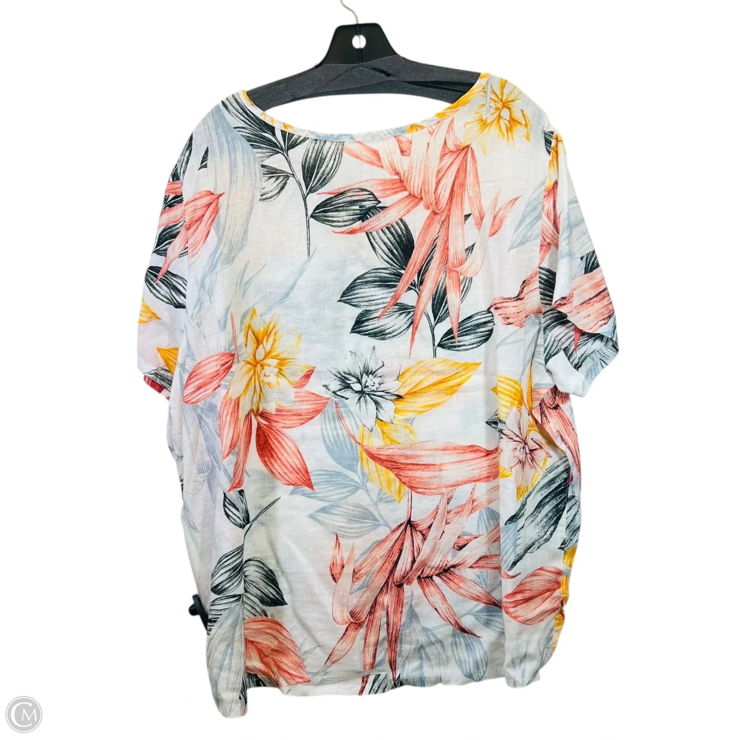 Top Short Sleeve By C And C In Pink & White, Size: 2x