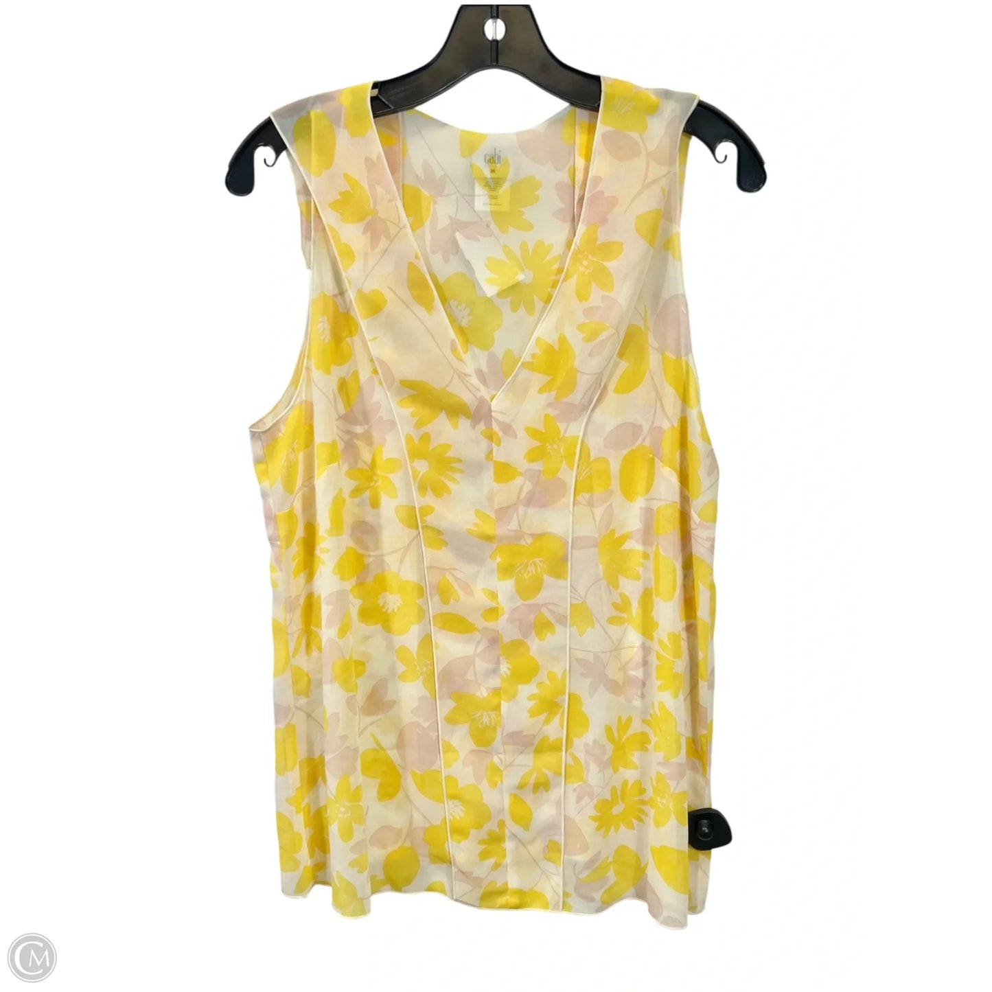 Top Sleeveless By Cabi In Pink & Yellow, Size: M