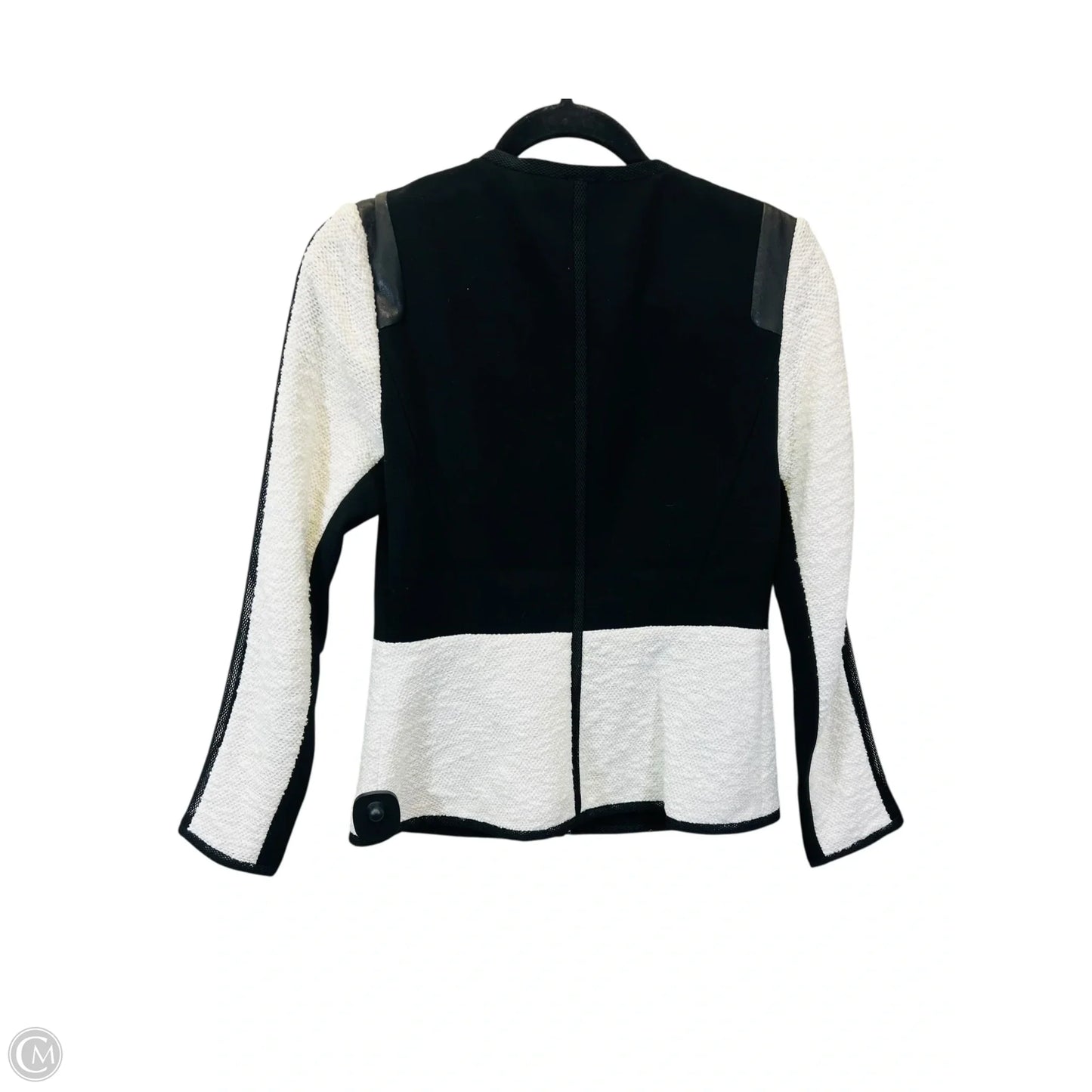 Blazer Designer By Rebecca Taylor In Black & White, Size: S