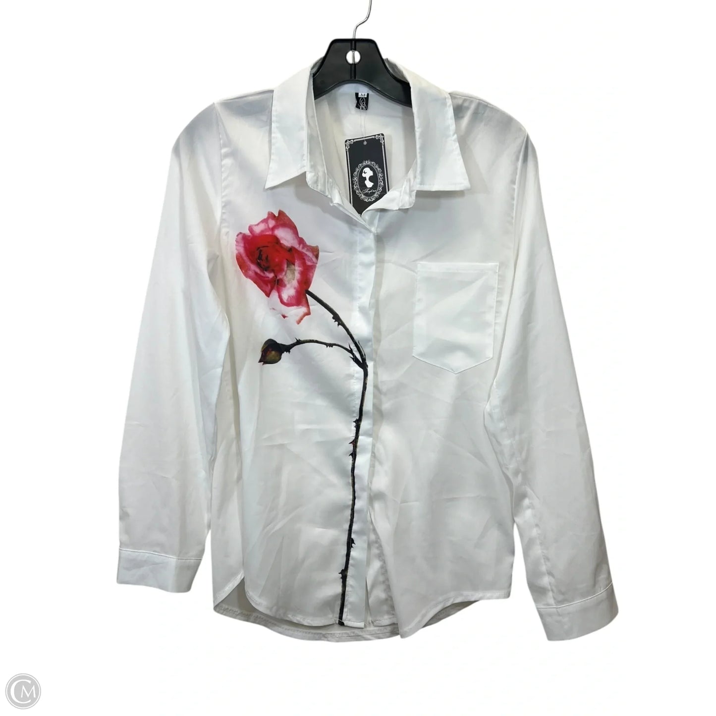 Top Long Sleeve By Clothes Mentor In White, Size: M