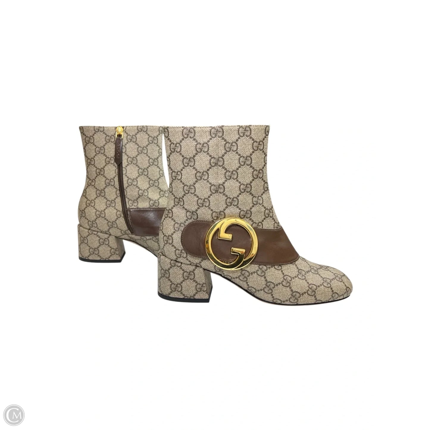 Boots Luxury Designer By Gucci In Brown, Size: 9