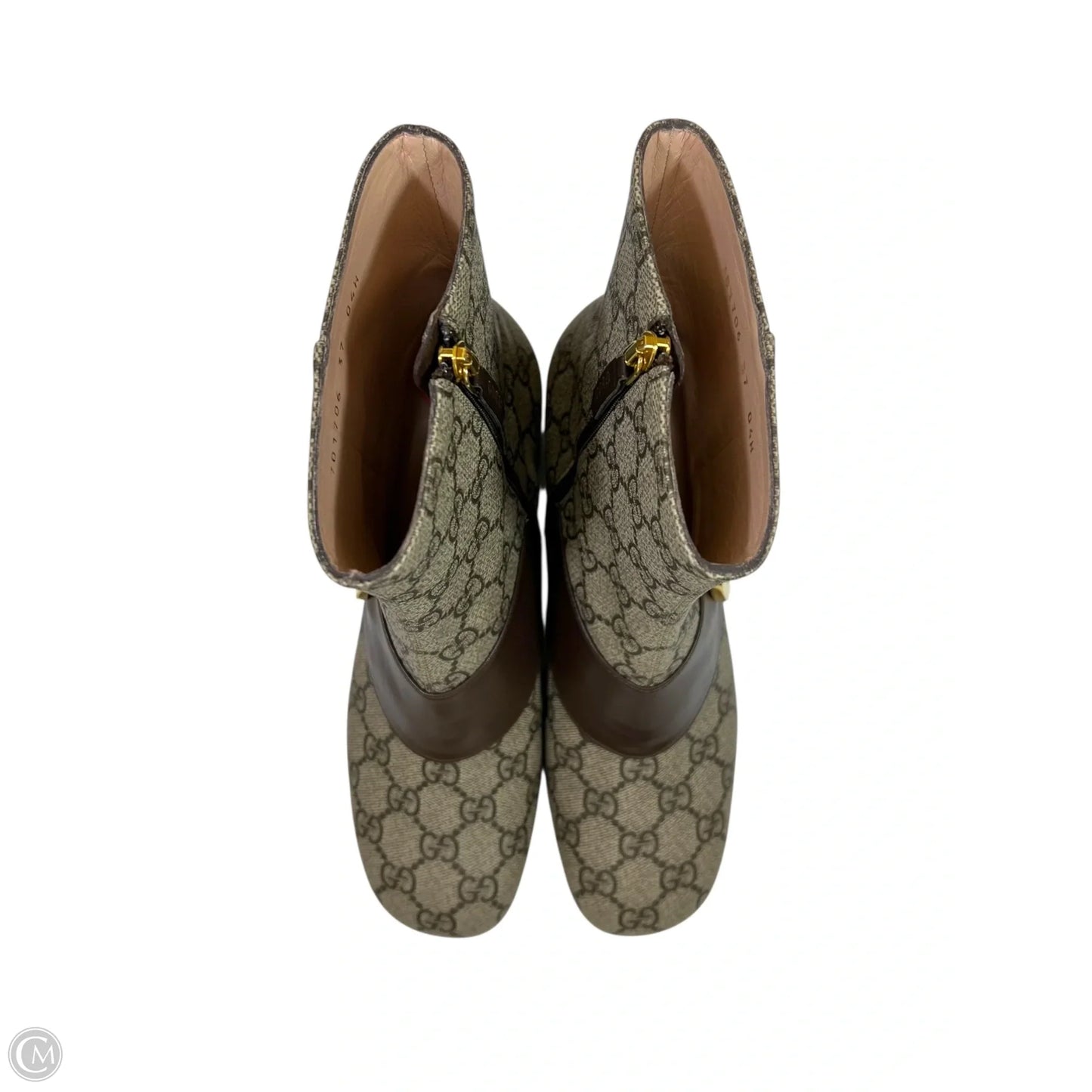 Boots Luxury Designer By Gucci In Brown, Size: 9
