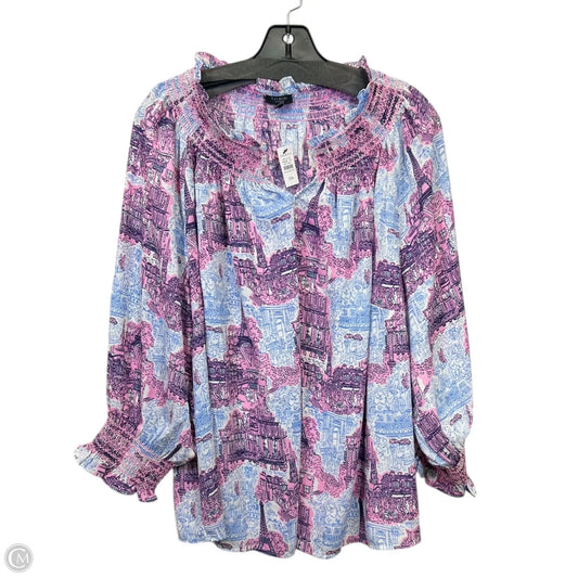 Top Long Sleeve By Talbots In Blue & Pink, Size: 2x